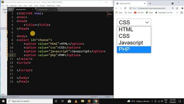 form validation select option in javascript in hindi || Javascript tutorial for beginners - 36