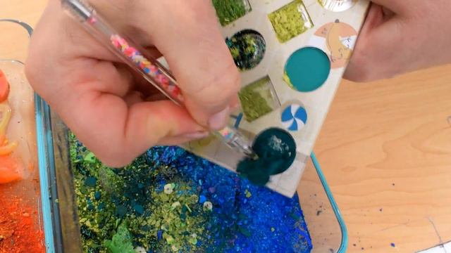 Jolly Rancher Rainbow - Mixing Makeup Eyeshadow Into Slime ASMR