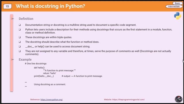 Python Interview Questions #15 - What is a docstring in Python?