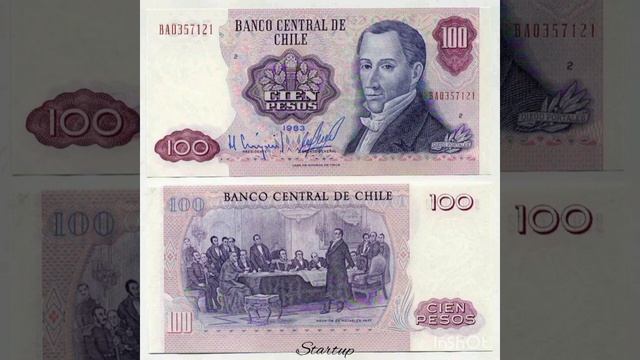 Банкноты мира.  Banknotes Of The World.Банкноты Чили. Banknotes Of Chile.#Shorts. Startup-186.