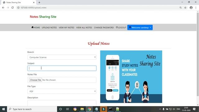 Python Django Project | Notes Sharing Site | Python Django Sqlite Bootstrap