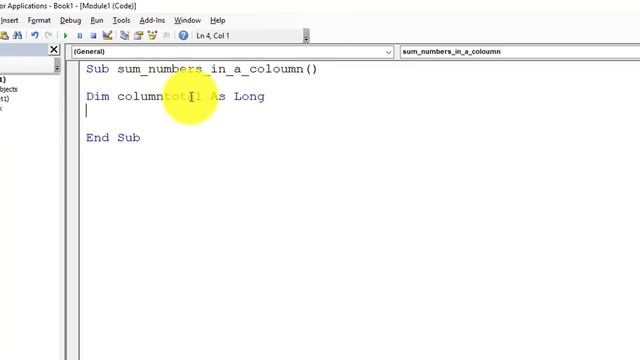 Learn VBA Code To Sum A Column in Excel Hindi