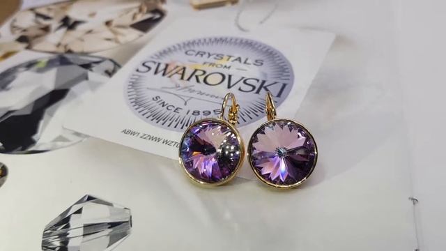 Модные серьги с кристаллом Сваровски