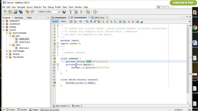 java Accesss Modifier Private and Public смотреть онлайн