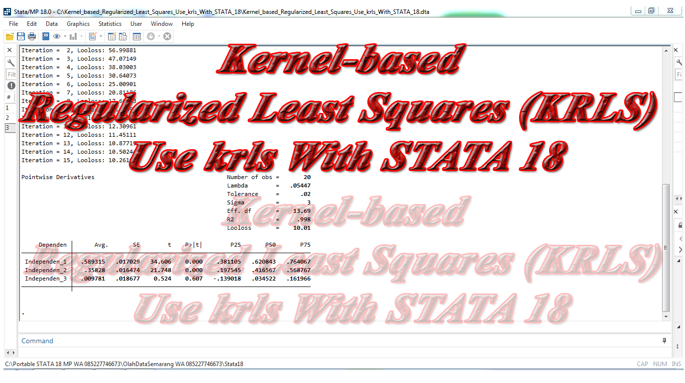 Kernel-based Regularized Least Squares (KRLS) Use krls With STATA 18