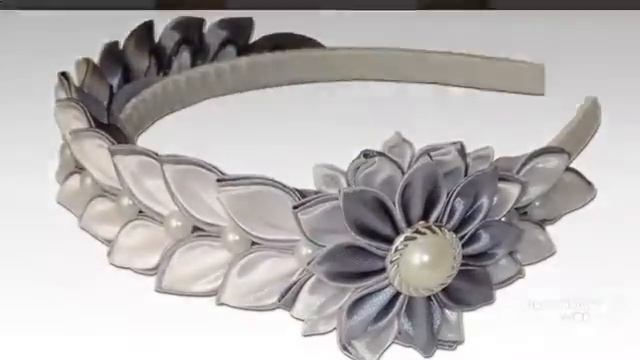 Ободок с цветами канзаши. Как сделать ободок с цветами канзаши. DIY. МК. смотреть онлайн