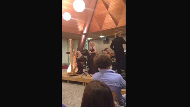 Mozart flute-harp concert in C, part of third movement, Lucia Wisse-harp Ilse Hoeve-flute смотреть онлайн