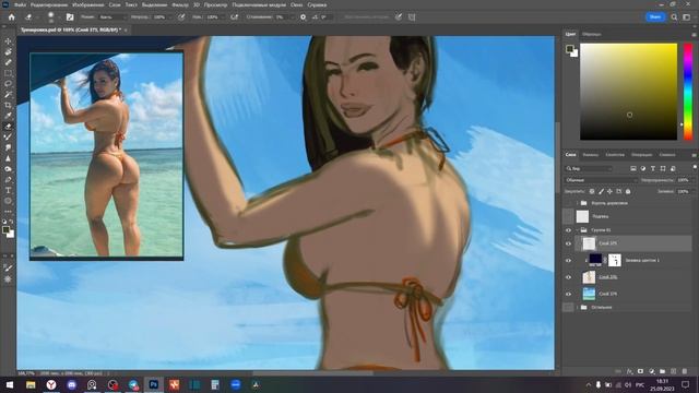 Ускоренное рисование попастой девушки ? смотреть онлайн