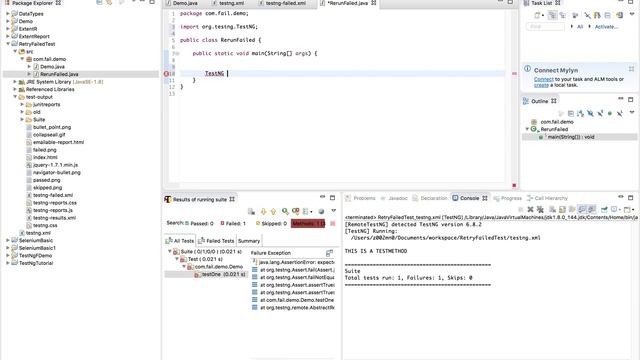 How to execute failed test cases in Selenium webdriver | Testng