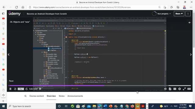 Objects and new in Java For programming Mobile application through Android Studio смотреть онлайн