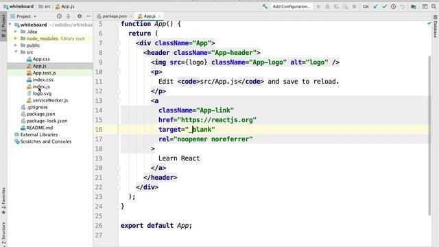 020 Open React application with IntelliJ IDEA