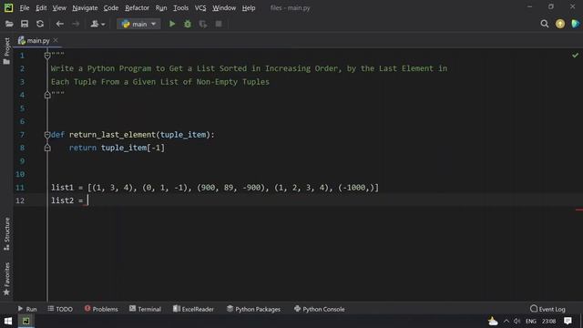Python Program to Get List Sorted in Increasing Order by Last Element in Each Tuple From Given List
