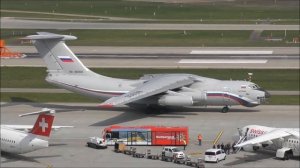 (AAAMAZING SOUND!!!) Russia Air Force Ilyushin 76 taxiing/take off at ZRH