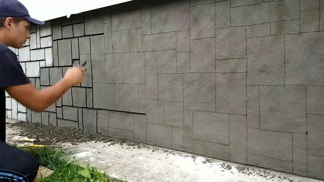 рисуем камень на фасаде.  красивый камень.работа с арт бетоном.