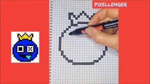 Блю из Роблокс Как рисовать по клеточкам Простые рисунки How to Draw Blue Roblox Pixel Art