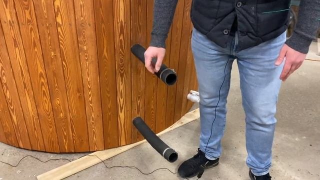 Композитная купель диаметром 2 метра. Уличная купель с подогревом на дровах.