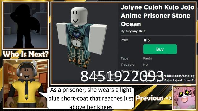 Jojo's Bizarre Adventure - Jolyne Cujoh Roblox Cosplay Tutorial смотреть онлайн