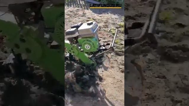 Мотокультиватор Grasshopper GR 900 вспахивает землю на дачном участке