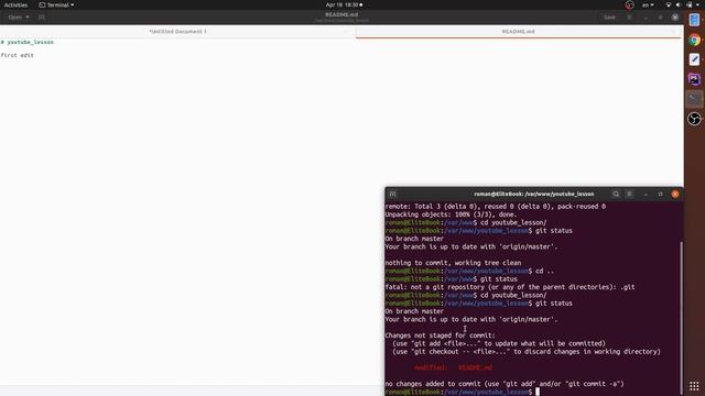 Git с нуля.2: Создание репозитория, status, add, commit, push