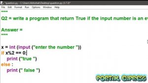 Write a program that return True if the input number is an even number , False otherwise