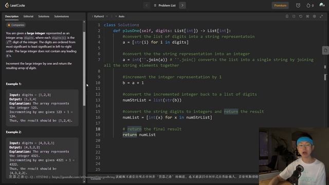LeetCode Python Solutions: 66. Plus One #python #coding #leetcode смотреть онлайн