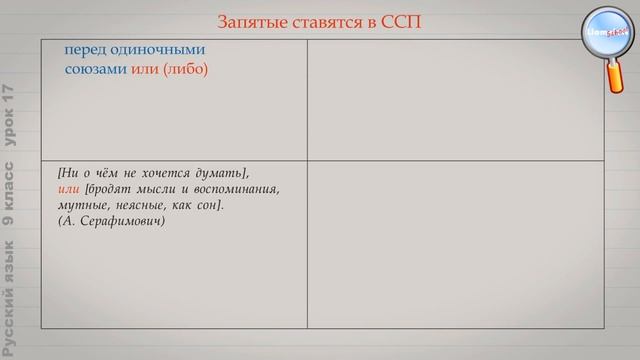 Русский язык 9 класс (Урок№17 - Сложносочинённое предложение с разделительными союзами.)