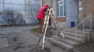 Обзор шарнирной телескопической лестницы Krause TELEVARIO 4х4