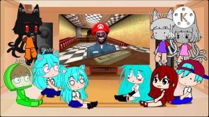 FNF and Julian react to Mario reacts Nintendo memes part 2 re-remake