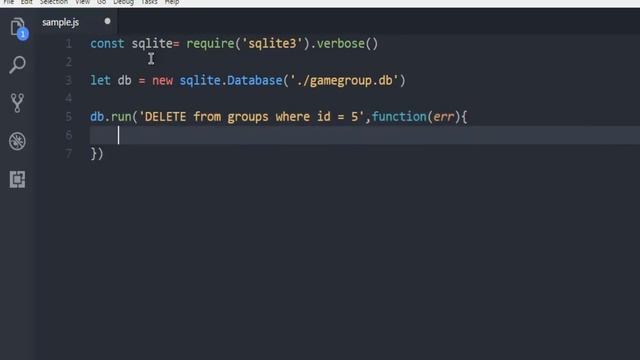 Node.JS How to DELETE query with SQLite Database
