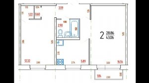 2-комнатная квартира, серия 1-468, хрущевка, линейная, план с точными размерами стен.
