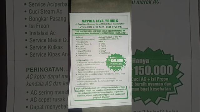 yang mau servic ac cuma 75 isi freon 150