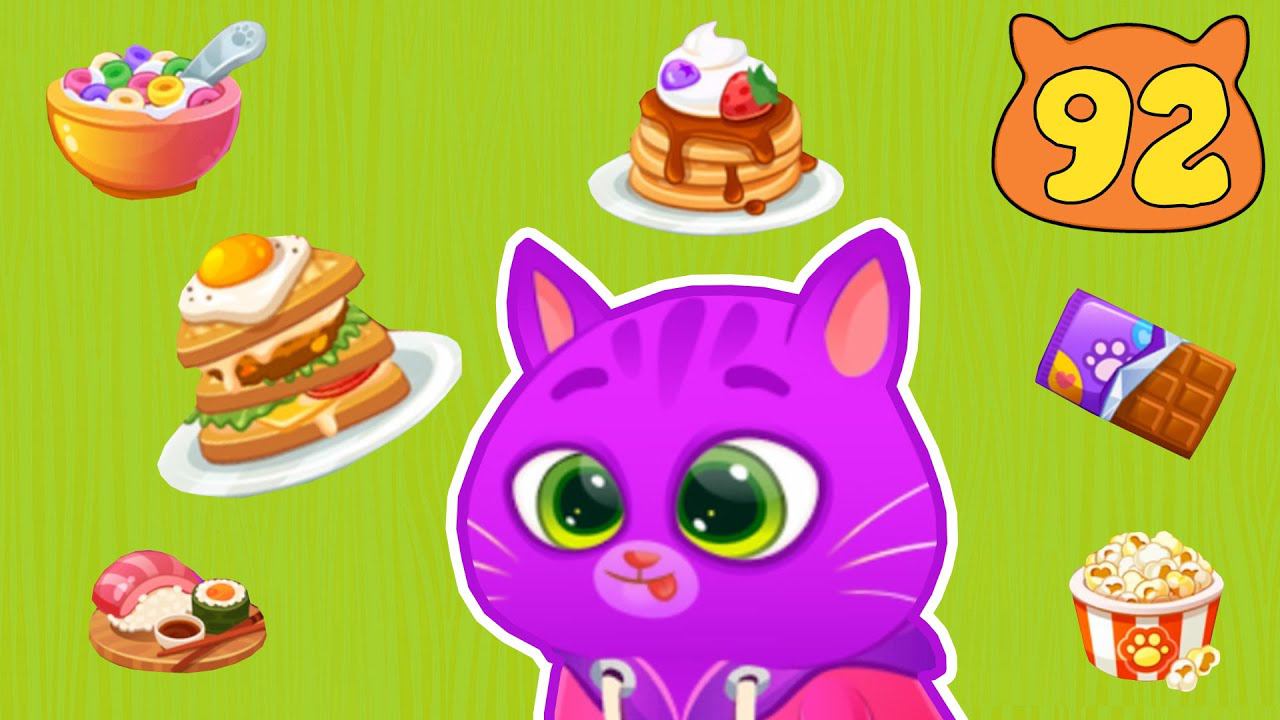 Суровый КОТИК БУБУ №92. Разноцветный кот. Новые игры и еда. Мультик ИГРА про котят на Хвостик ТВ смотреть онлайн