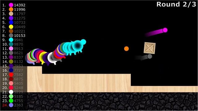 Escape from the Worm - Food Chain - Marble Race in Algodoo