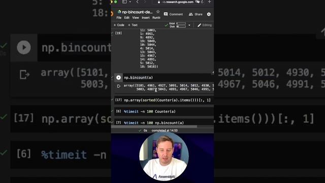 NumPy Trick: Use bincount() to count the items in an array