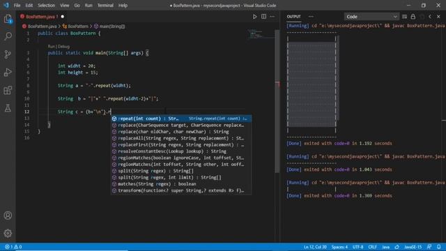 One Line Coding like for pros [CREATING BOX PATTERN]