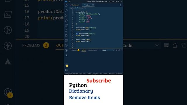 Python In Telugu: Python Dictionary (Remove Items), Python For Beginners In Telugu, Python Intervie