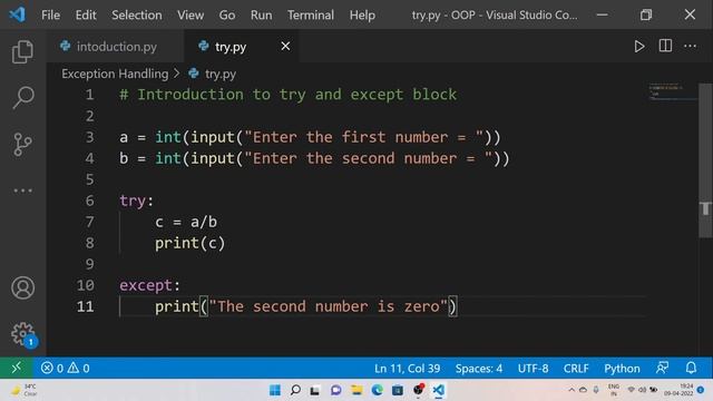 V29 - try and except block in Python