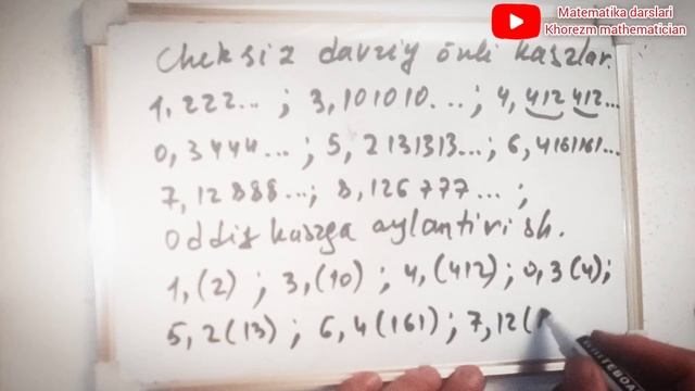 Cheksiz Davriy O'nli Kasrlar. Matematika Darslari