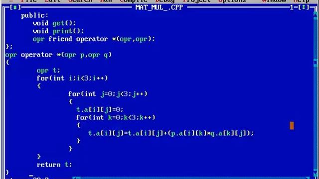 Matrix Multiplication Using Operator Overloading In CPP