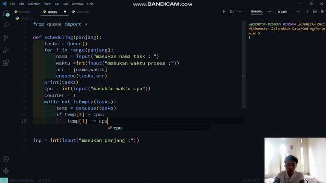 Scheduling CPU dengan Queue (Python)