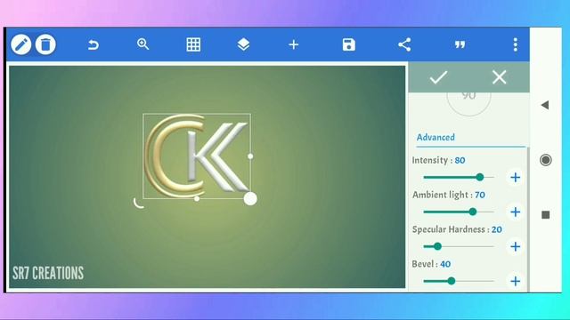 CK logo design || How to creat logo in pixel lab || logo tutorials || SR7 CREATIONS