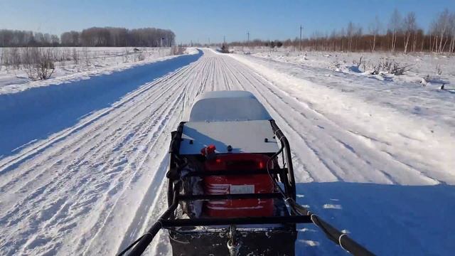 Мотобуксировщик "БалтМоторс" 15л.с. движение по дороге. смотреть онлайн