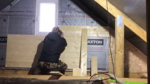 Второй этаж для ДОМА В ДЕРЕВНЕ зашиваю фронтон вагонкой.