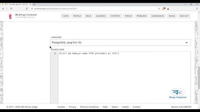 How to Solve URI Online Judge SQL Problem #2617 Provider Ajax SA