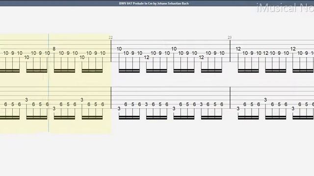 Guitar TAB - J.S. Bach - BWV 847 Prelude In Cm (1685-1750) | Tutorial Sheet Lesson #iMn