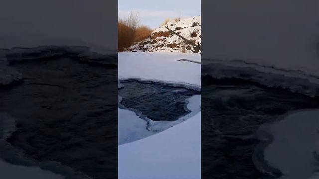 Примитивная рыбалка. Замерший водопад