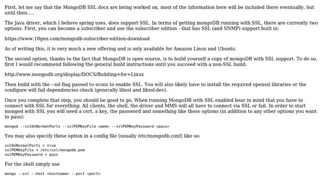 MongoDB SSL encryption and Spring's Driver смотреть онлайн