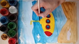 Рисуем красками подводную лодку! Подробное видео на этом канале !