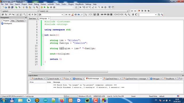 C++ dasturlash tili 7-online dars (String) смотреть онлайн