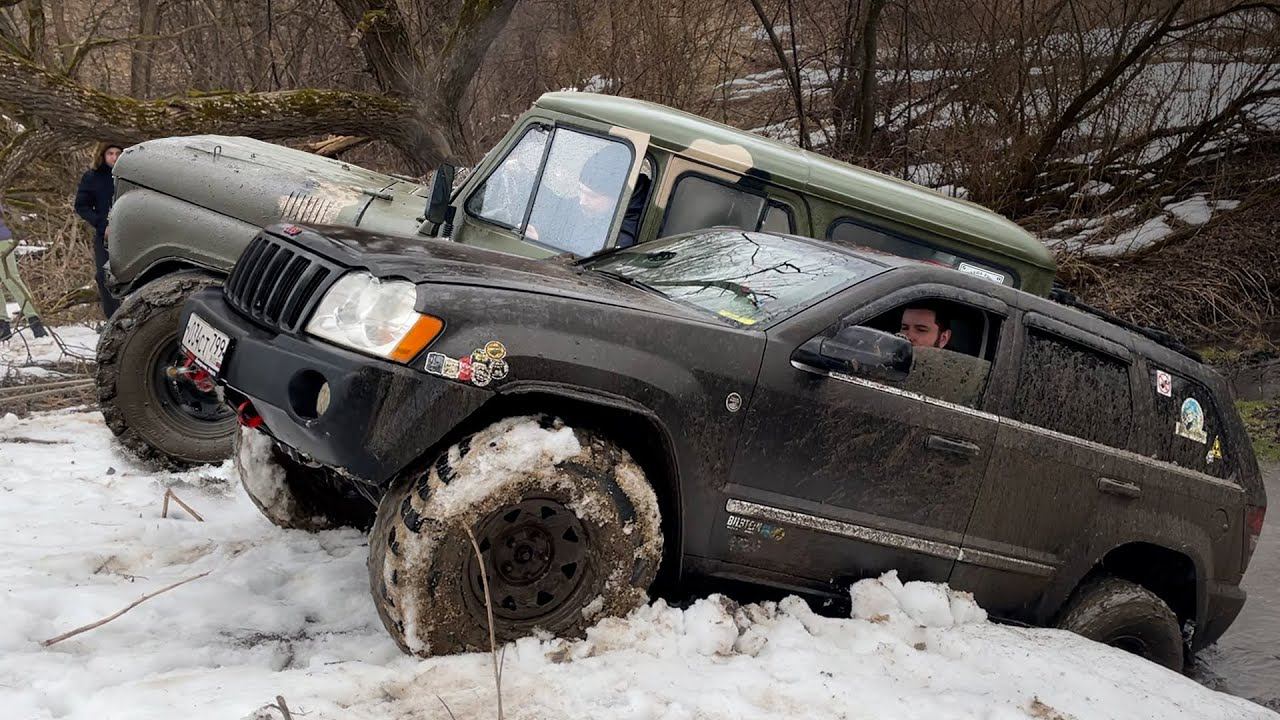 Первая грязь. УАЗ и Jeep Утонули в ручье, кроссоверы штурмуют горки. смотреть онлайн